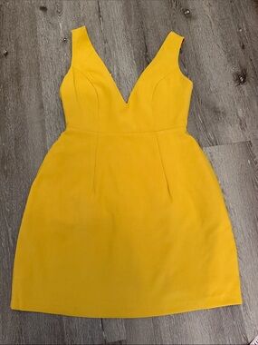 Plunge V-Neck Mini Dress in Mustard Yellow